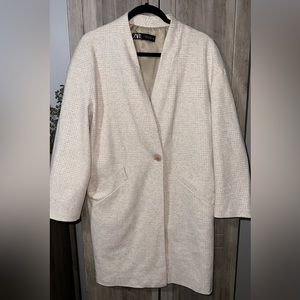 Zara Off White & White long line blazer